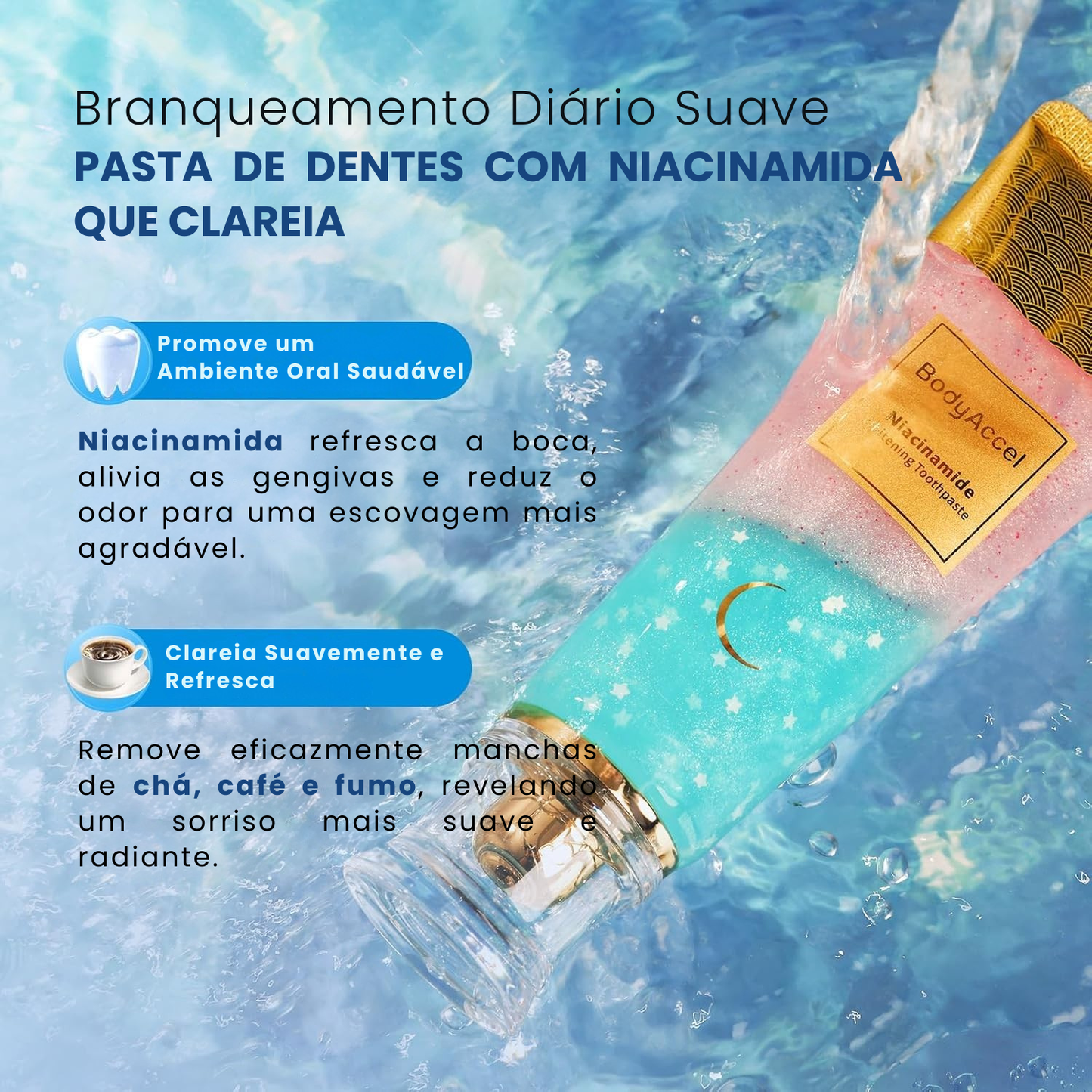 BodyAccel Pasta Branqueadora Natural – Fórmula Suave com Niacinamida