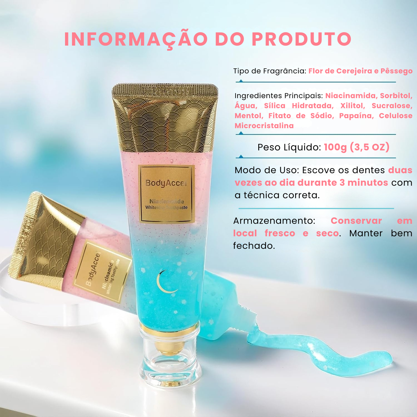 BodyAccel Pasta Branqueadora Natural – Fórmula Suave com Niacinamida